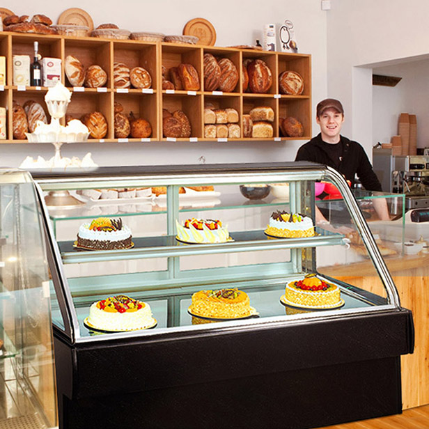 stainless steel bakery display showcase